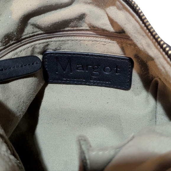 Margot Black Soft Leather Crossbody Bag Nylon Strap Grunge Classic Punk - Picture 4 of 8